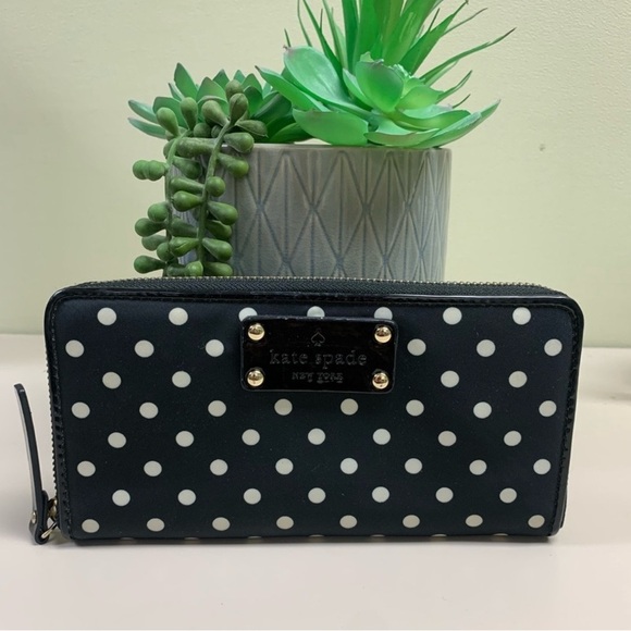 kate spade Handbags - Kate Spade Black Polka Dot Wallet